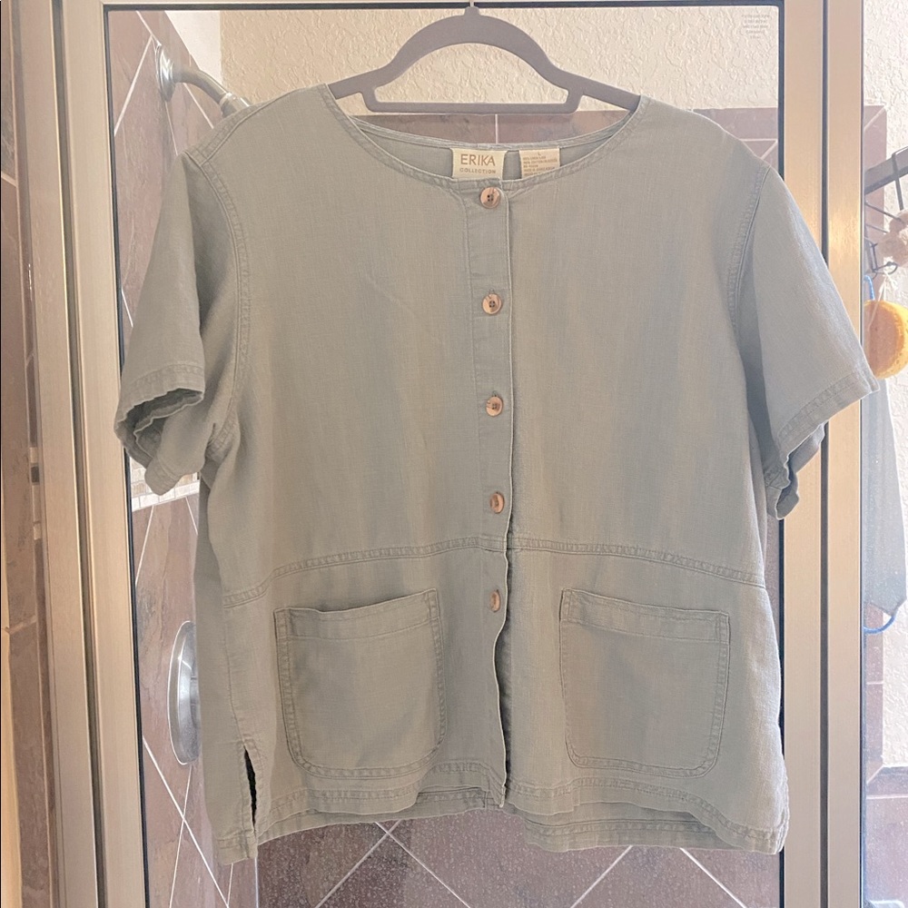 Minimalist linen blend top
